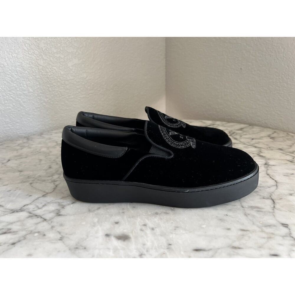 Emporio Armani Black Velvet Slip SoHo Loafers Size 38.5